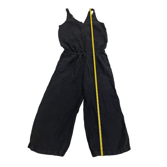 Anthropologie Cloth & Stone Black 100% Linen Jumpsuit M | Wide Leg, Button Front - Picture 6 of 6